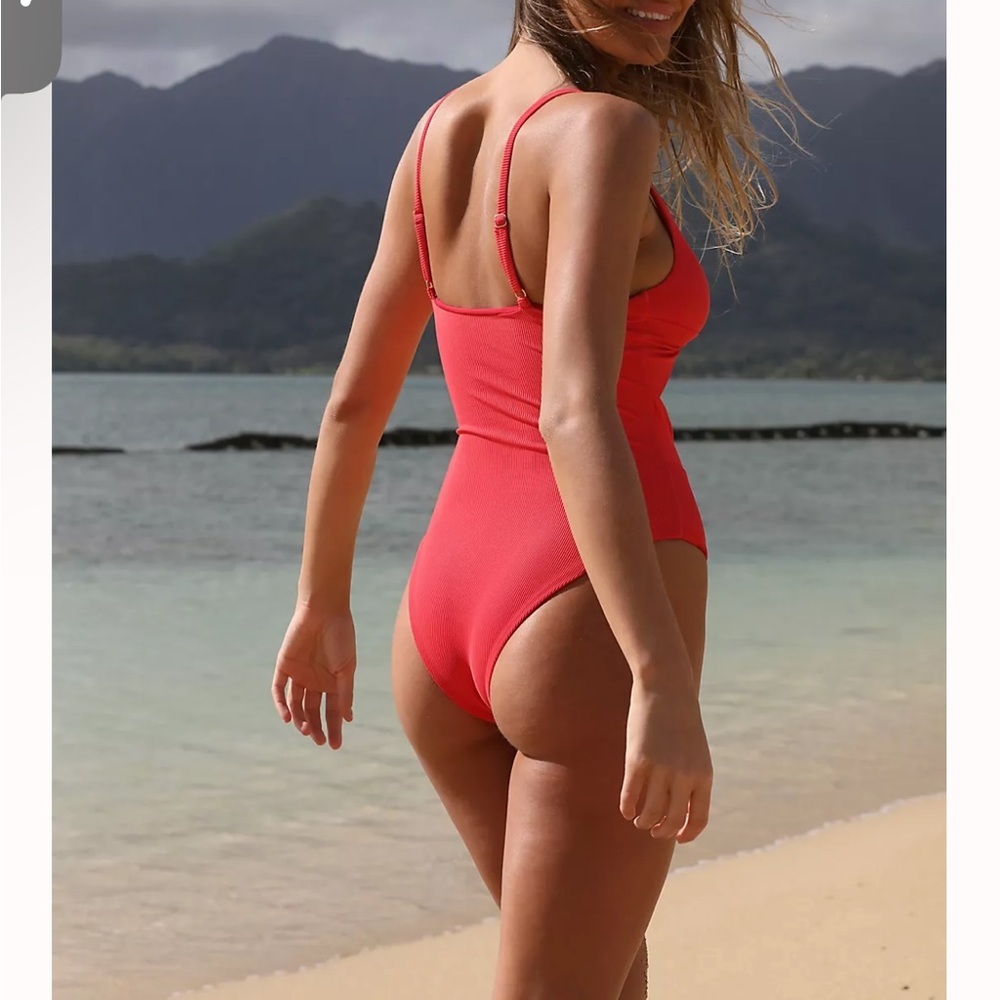 NWOT beach riot x free people aviva hibiscus peach xs ribbed - Picture 2 of 10